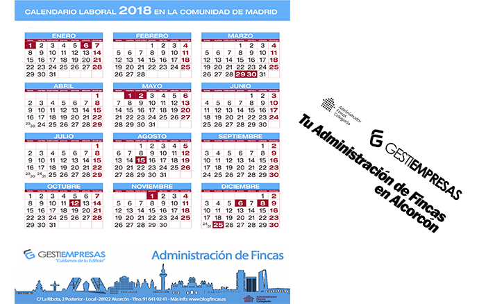 Familiarizarse Norteamérica billetera Calendario Laboral 2018 y Fiestas Locales de la Comunidad de Madrid | Blog  de Administración de fincas en Alcorcón